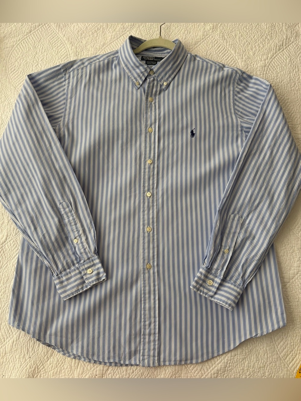 Polo by Ralph Lauren Custom Fit Dress Shirt Blue & White Striped 17.5 x 44